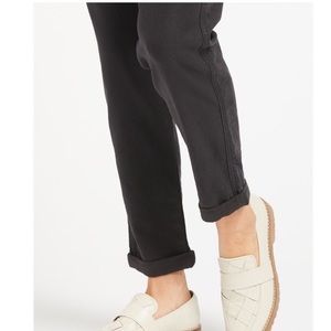 Hudson Track Trouser Rolled Cuff Linen Blend Stretch Jogger Pants. Black